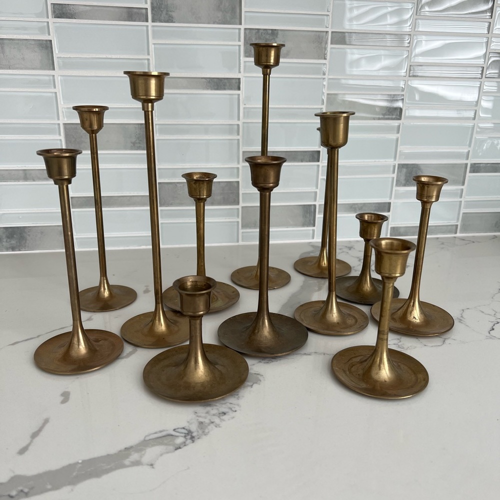 Vintage Brass Candle Holders Set